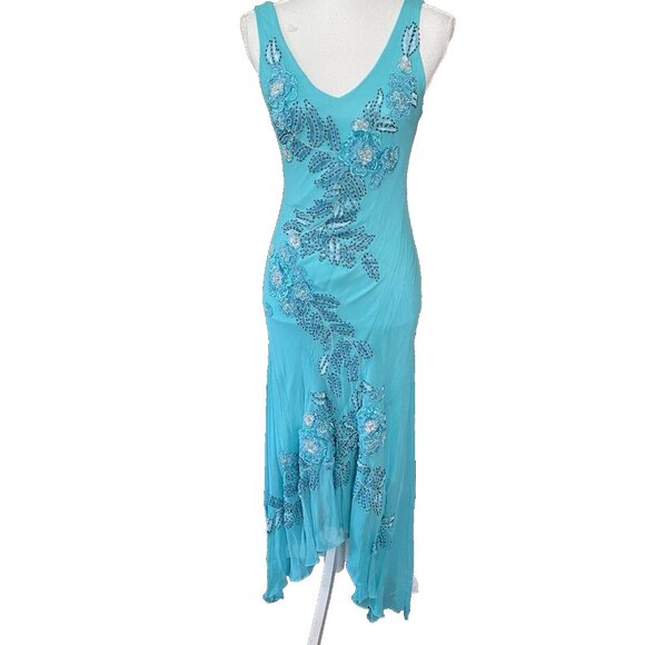 Sue Wong Turquoise Asymmetrical Dress - Picture 1 of 9